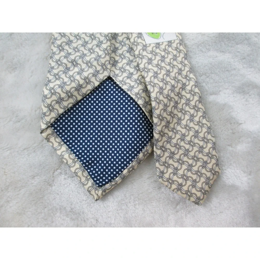 NEW ETON Neck Tie Mens Yellow Geometric Silk Made In Italy Casual 05
